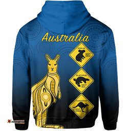 australia kangaroo zip hoodie road signs aussie aboriginal