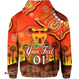 custom personalised aboriginal art koala zip hoodie indigenous unique vibes orange