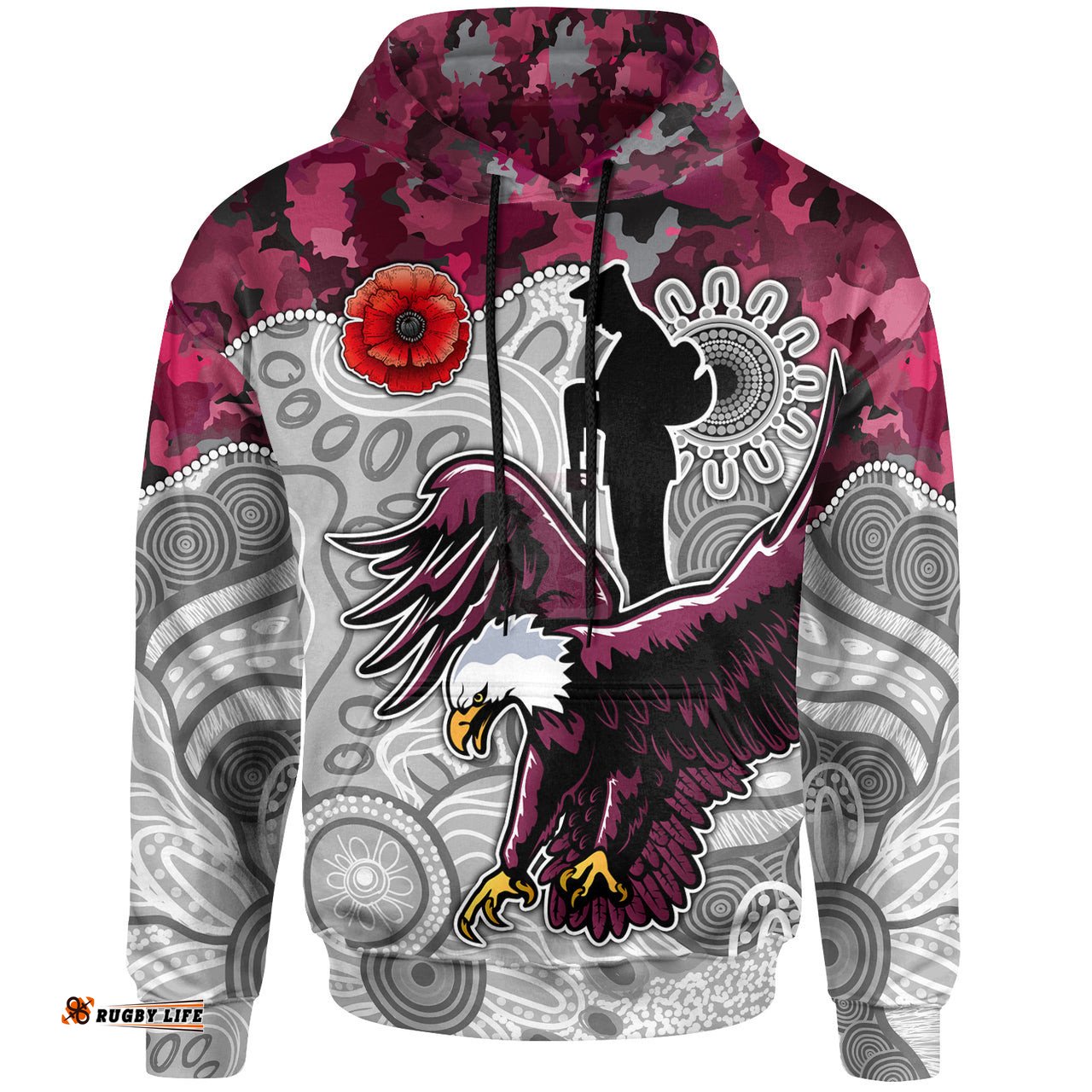 eagles rugby hoodie aboriginal anzac eagles hoodie