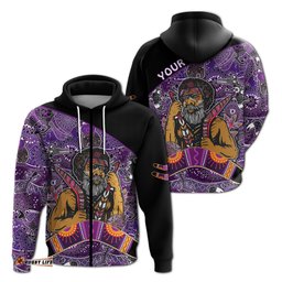 custom personalised australian boomerang zip hoodie indigenous australia purple graceful