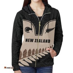 New Zealand Aotearoa All Over Zip Hoodie Cricket Style Golden