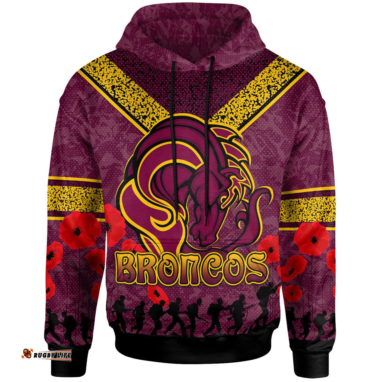 broncos rugby hoodie custom anzac broncos hoodie