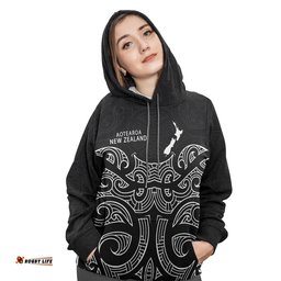 New Zealand Aotearoa Hoodie Patterns Maori Aotearoa Map