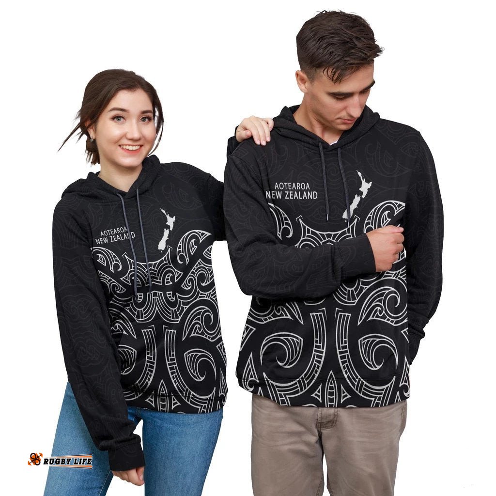 New Zealand Aotearoa Hoodie Patterns Maori Aotearoa Map