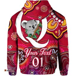 custom personalised queensland reds aboriginal zip hoodie koala indigenous vibes