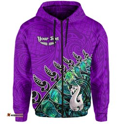 custom personalised new zealand maori hoodie fern and manaia version purple