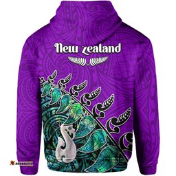 custom personalised new zealand maori hoodie fern and manaia version purple