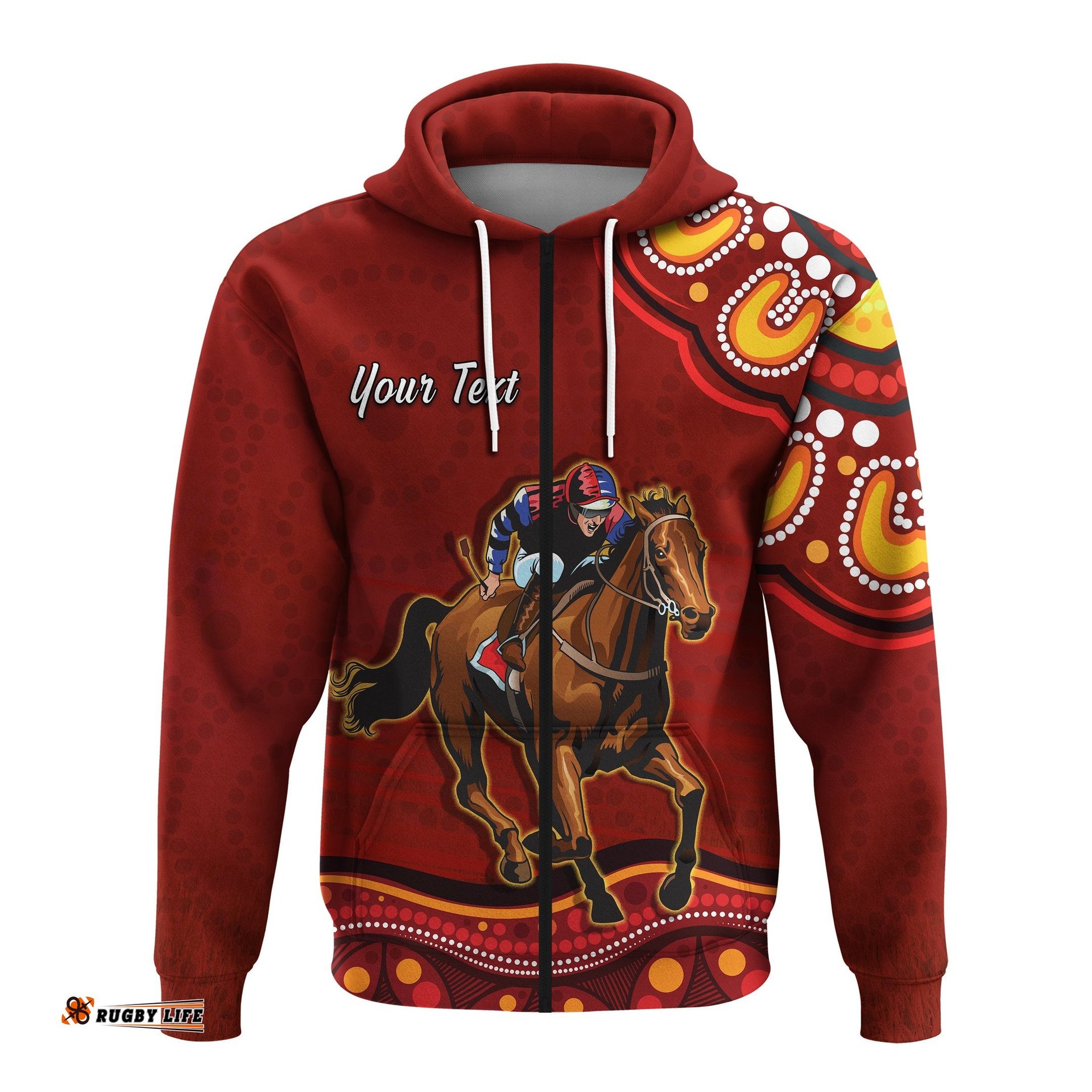 custom personalised launceston cup zip hoodie australia aboriginal red horse lovers
