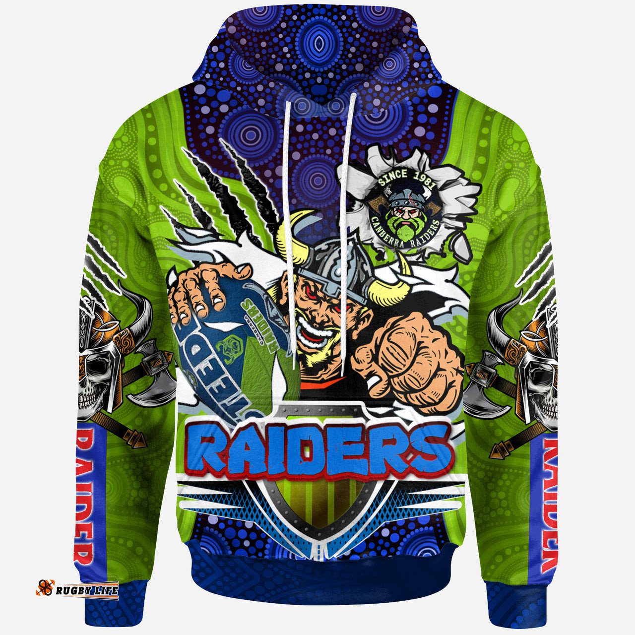 raiders rugby custom aboriginal hoodie the indigenous vikings power scratch style