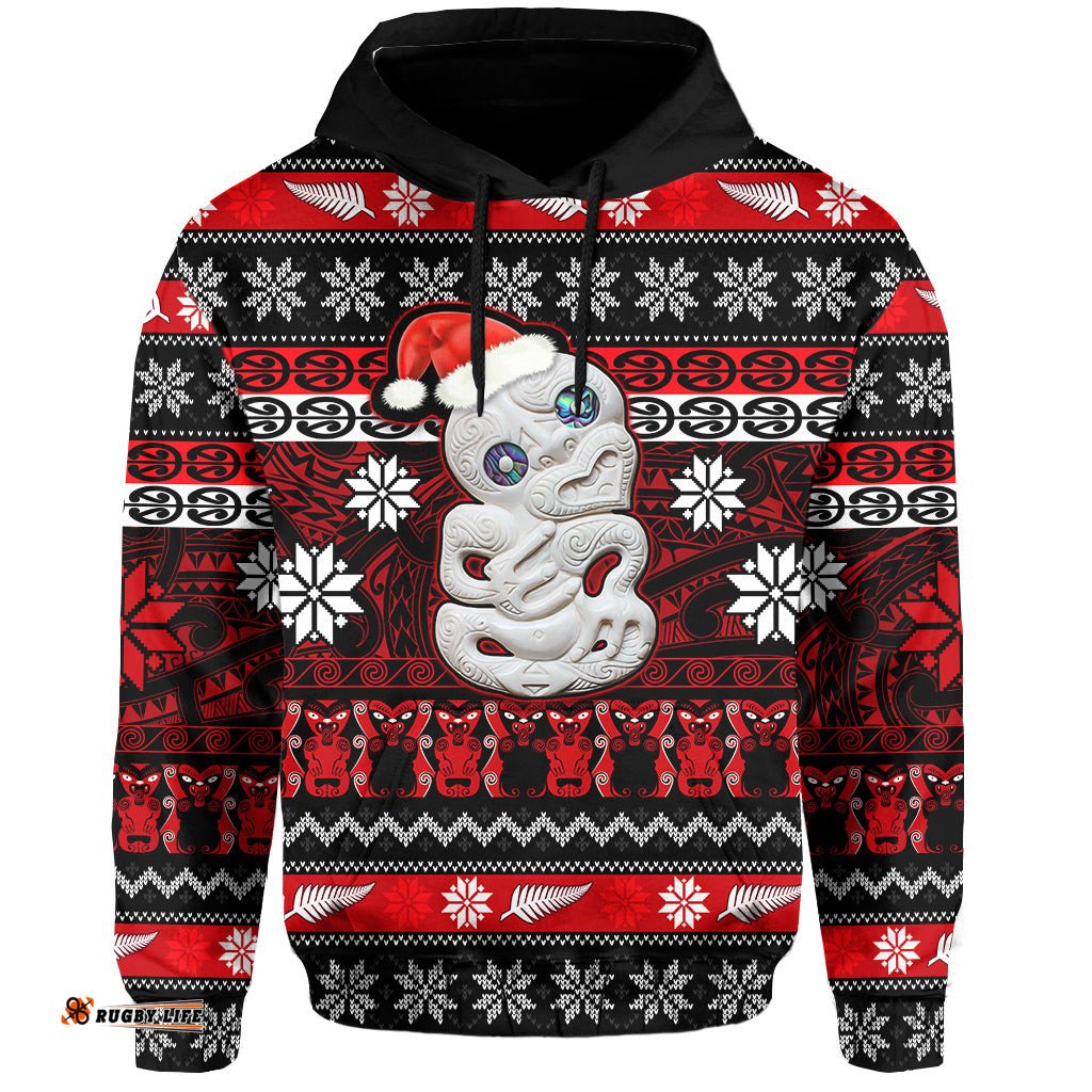 new zealand hei tiki christmas hoodie maori meri kirihimete