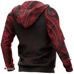 Turtle Maori Tattoo All Over Hoodie Red