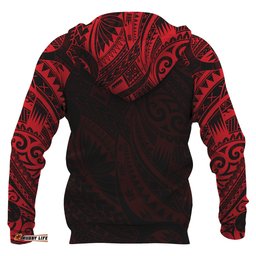 Turtle Maori Tattoo All Over Hoodie Red