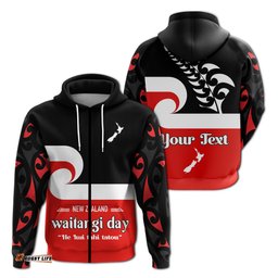 custom personalised waitangi day hoodie maori fern and tino rangatiratanga flag