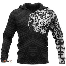 Maori Hoodie, New Zealand Lion Tattoo Pullover Hoodie White
