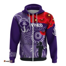 custom personalised freo dockers indigenous anzac day zip hoodie we will remember