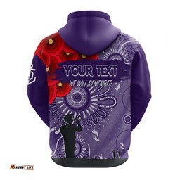 custom personalised freo dockers indigenous anzac day zip hoodie we will remember