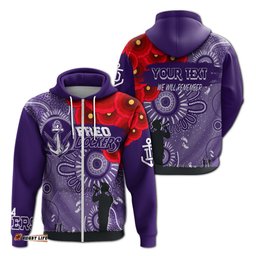 custom personalised freo dockers indigenous anzac day zip hoodie we will remember
