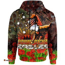 eagles rugby hoodie anzac eagles with remembrance poppy and indigenous patterns hoodie