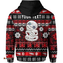 custom personalised new zealand hei tiki christmas hoodie maori meri kirihimete