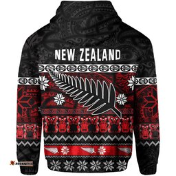 new zealand silver fern christmas hoodie maori meri kirihimete
