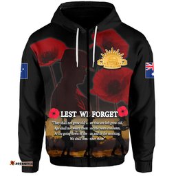 anzac australia zip hoodie lest we forget