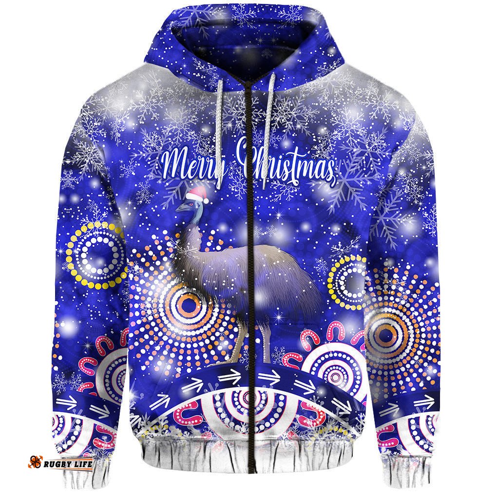 australia emu christmas zip hoodie original style blue