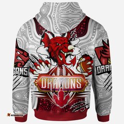 st george aboriginal rugby hoodie custom indigenous super dragons scratch style