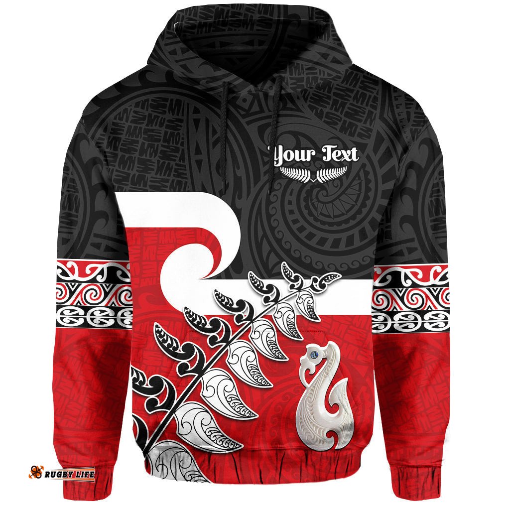 custom personalised waitangi hoodie aotearoa maori pattern mix fern and manaia koru