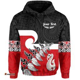 custom personalised waitangi hoodie aotearoa maori pattern mix fern and manaia koru