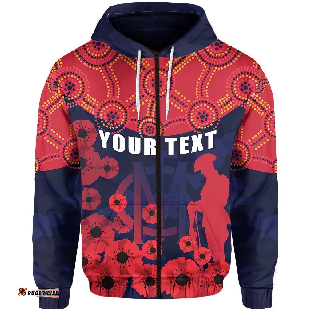 Custom Personalised Demons ANZAC Day Zip Hoodie Melbourne