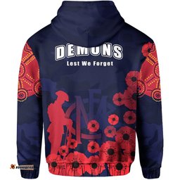 Custom Personalised Demons ANZAC Day Zip Hoodie Melbourne