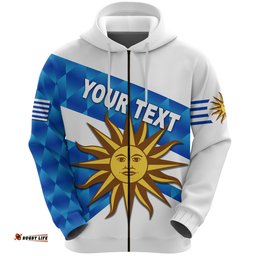 Custom Personalised Uruguay Rugby Zip Hoodie Los Teros Sporty Style