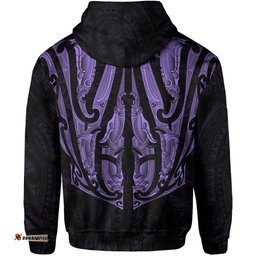 Maori Ta Moko Zip Hoodie New Zealand Pastel Purple