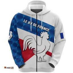 France Rugby Zip Hoodie Le XV De France Sporty Style