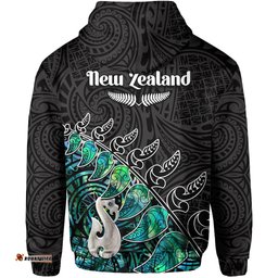 new zealand maori hoodie fern and manaia version black