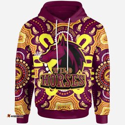 broncos rugby new indigenous custom hoodie wild horses broncos with aboriginal sun and footprint