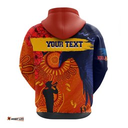 custom personalised adelaide crows indigenous anzac day zip hoodie we will remember