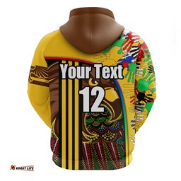 Custom Personalised Pride Hawks Hoodie Hawthorn NAIDOC Week Aboriginal Version Special