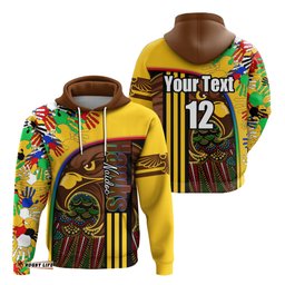 Custom Personalised Pride Hawks Hoodie Hawthorn NAIDOC Week Aboriginal Version Special