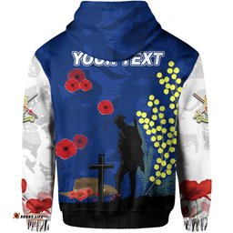 Custom Personalised Australian ANZAC Day Zip Hoodie Lest We Forget Style Blue