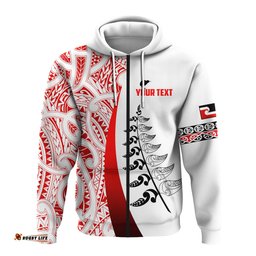 custom personalised waitangi day hoodie maori mix fern style white