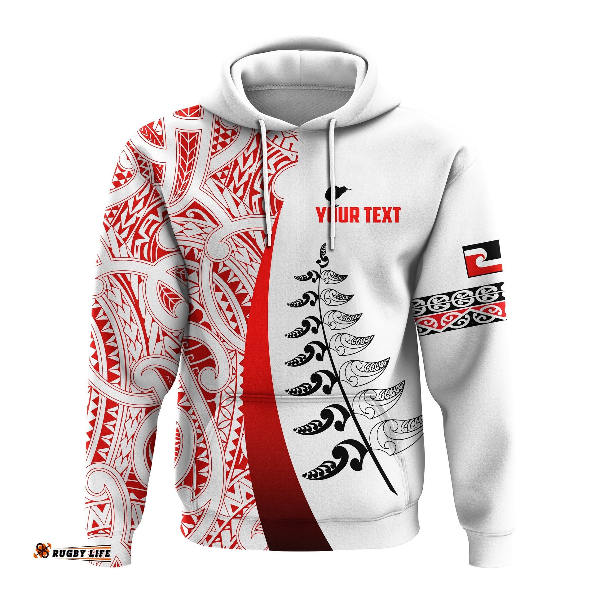 custom personalised waitangi day hoodie maori mix fern style white