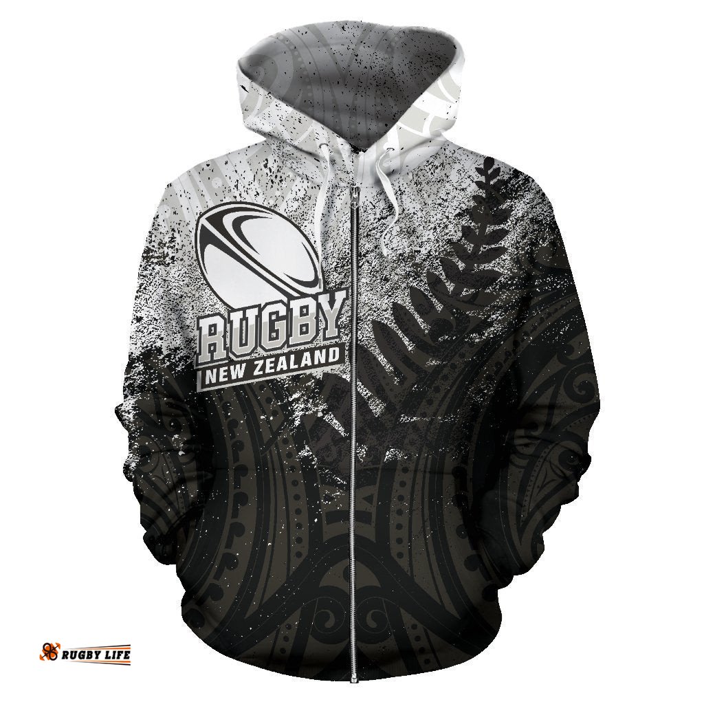 New Zealand Rugby Zip Up Hoodie Maori Rugby Style 07