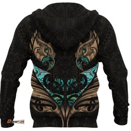 New Zealand Hoodie Manaia Paua Fern Wing Gold