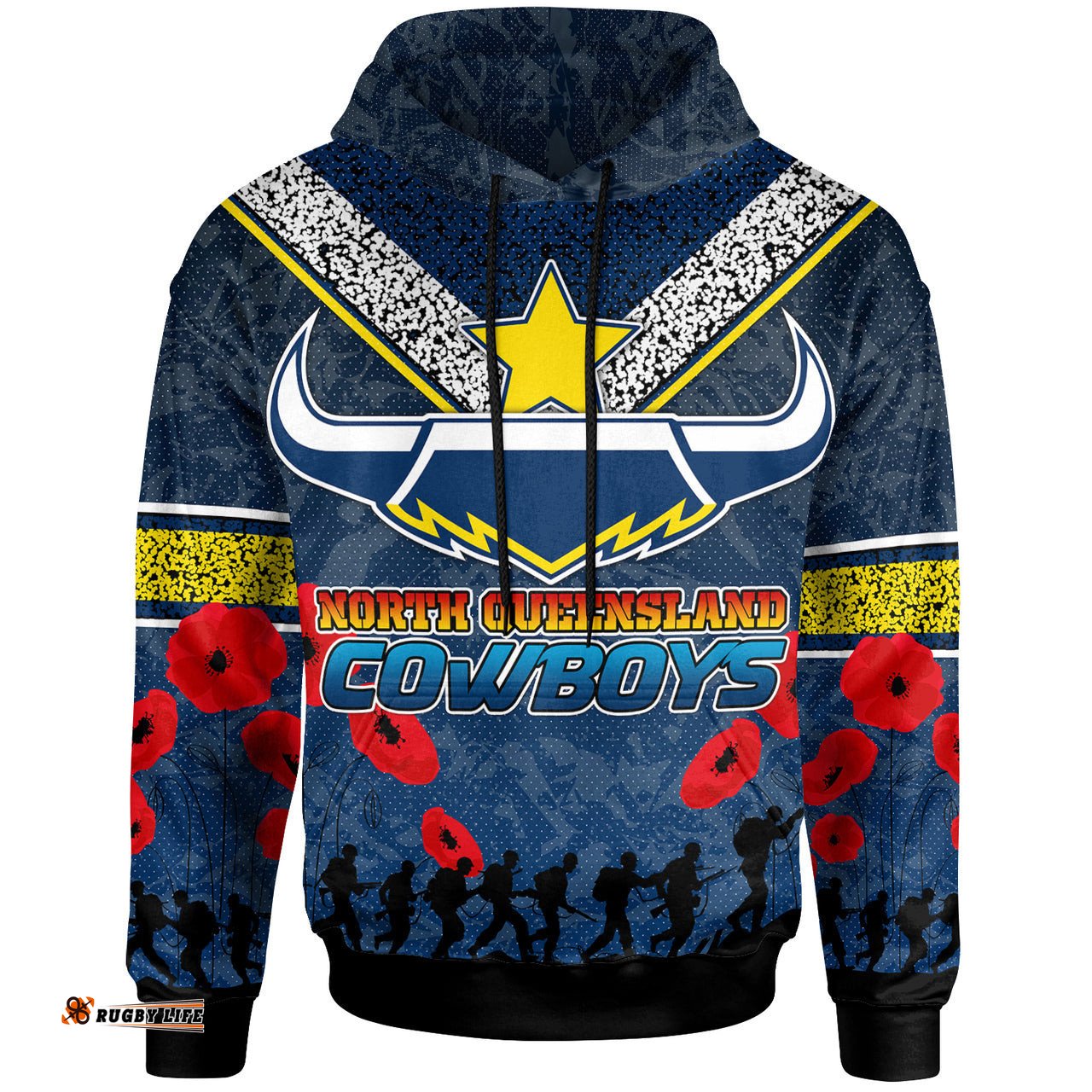cowboys rugby hoodie custom anzac cowboys hoodie