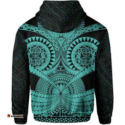 Polynesian Tattoo All Over Print Hoodie Turquoise 2