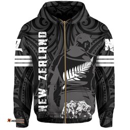 New Zealand Flag Hoodie Zip Rugby Winner