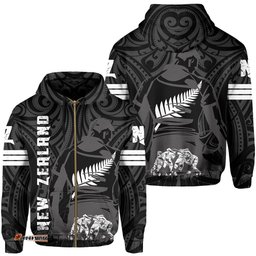 New Zealand Flag Hoodie Zip Rugby Winner