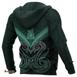 Maori Manaia New Zealand Hoodie Turquoise