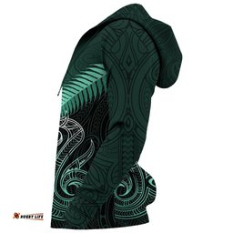 Maori Manaia New Zealand Hoodie Turquoise